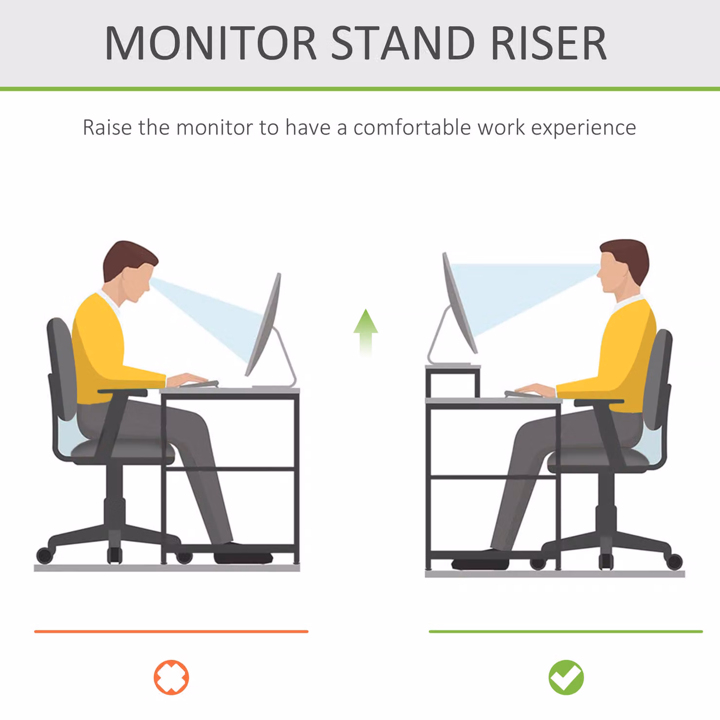 HOMCOM Bamboo Monitor Riser and Laptop Stand with Drawer, Brown, W: 25.5 cm, D: 25.5 cm, H: 11.5 cm – 3