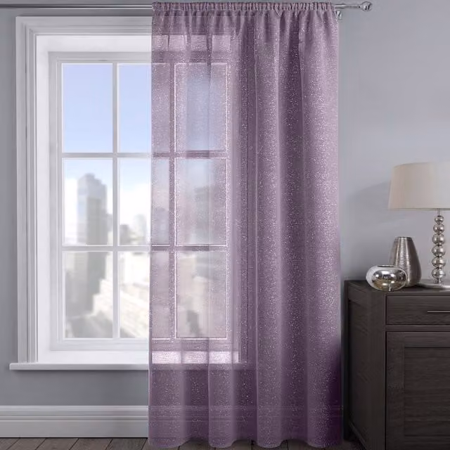 Velosso Shimmering Voile Fabric Panel in Purple and Silver, Width: 137.16 cm