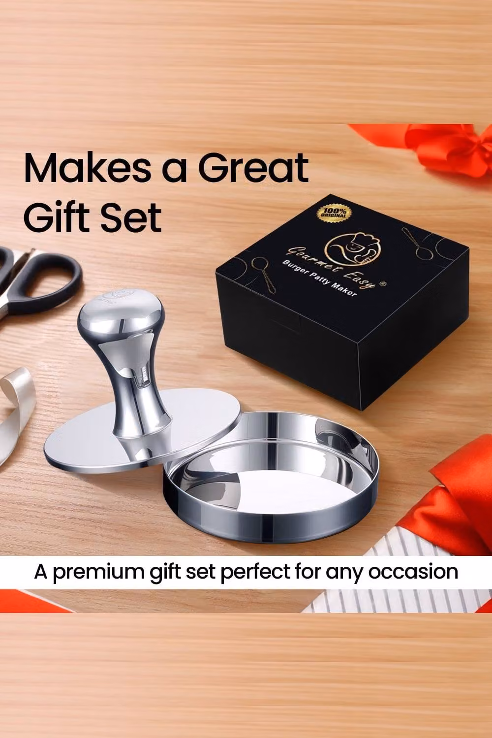Gourmet Easy 2-in-1 Stainless Steel Burger Press and Patty Maker, Silver – 4