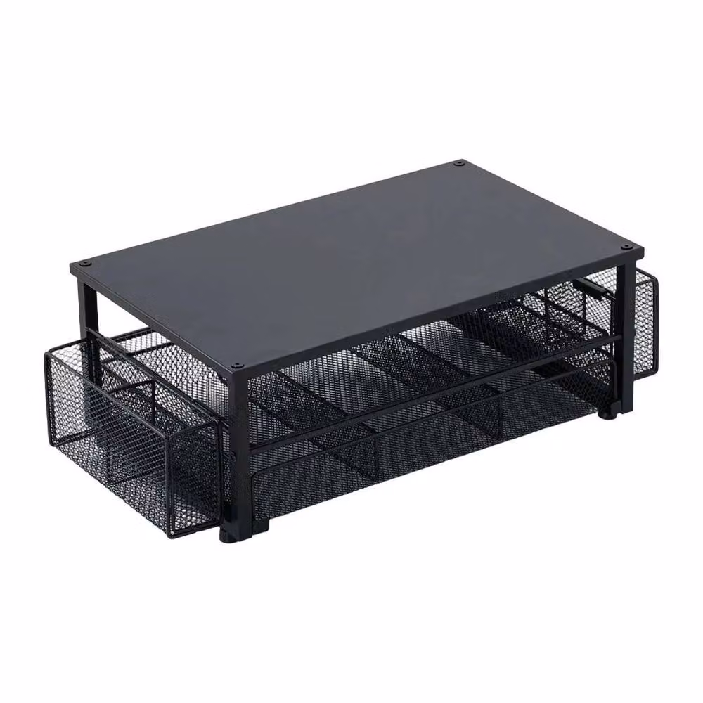 FORGEVIO Black Desktop Monitor and Laptop Stand Storage Rack – 2