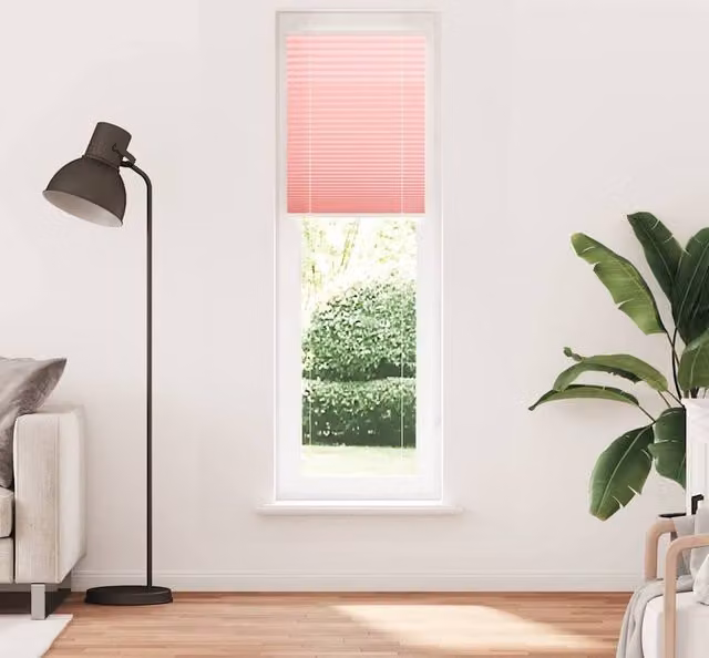Berkfield Home Pink Single Pleat Polyester Cord Blind, W: 59.4 cm, H: 200 cm