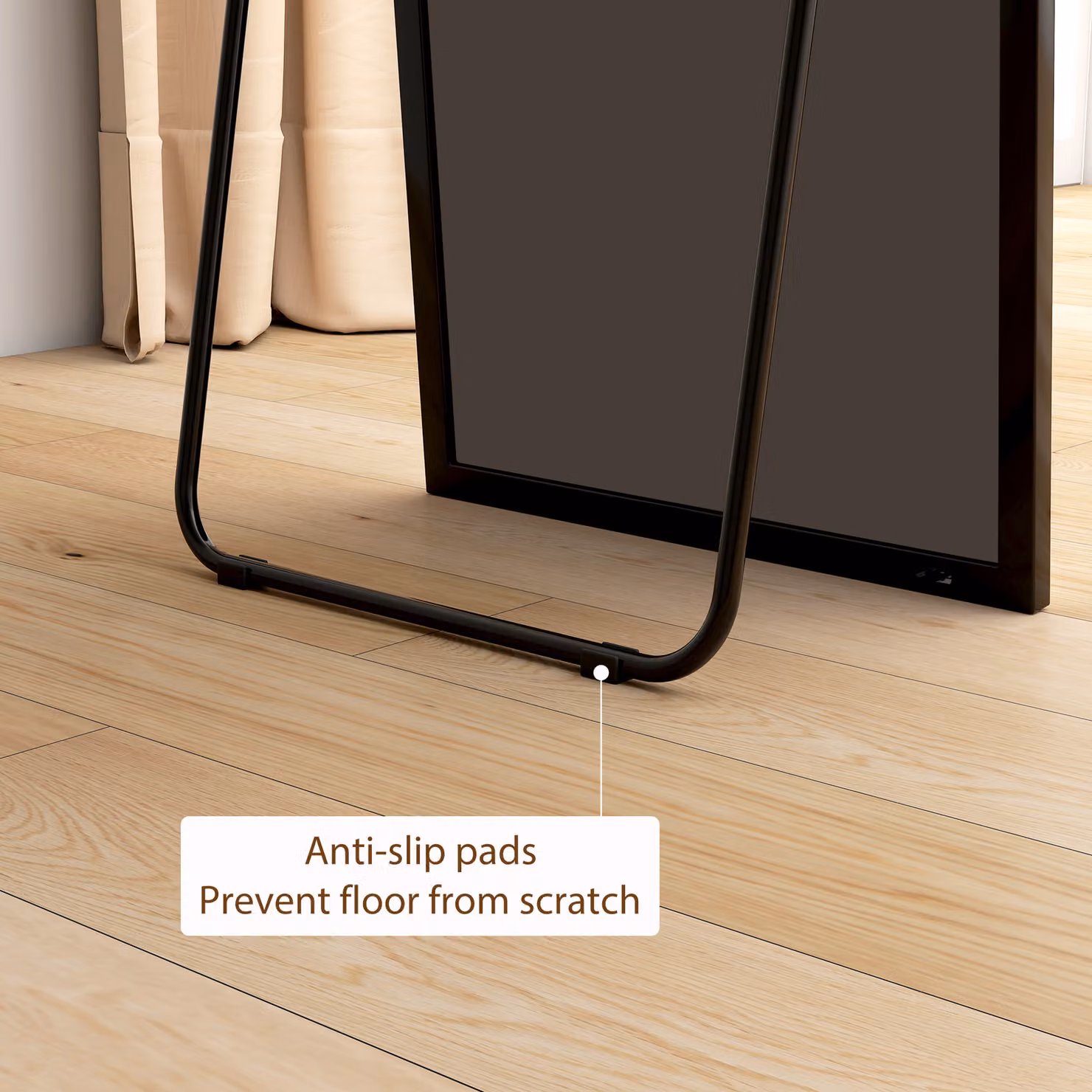 HOMCOM Full Length Mirror with Black Aluminium Alloy Frame and Tempered Glass, Standing or Wall Hanging, H 161.5 x W 50.0 x D 1.0 cm – 3