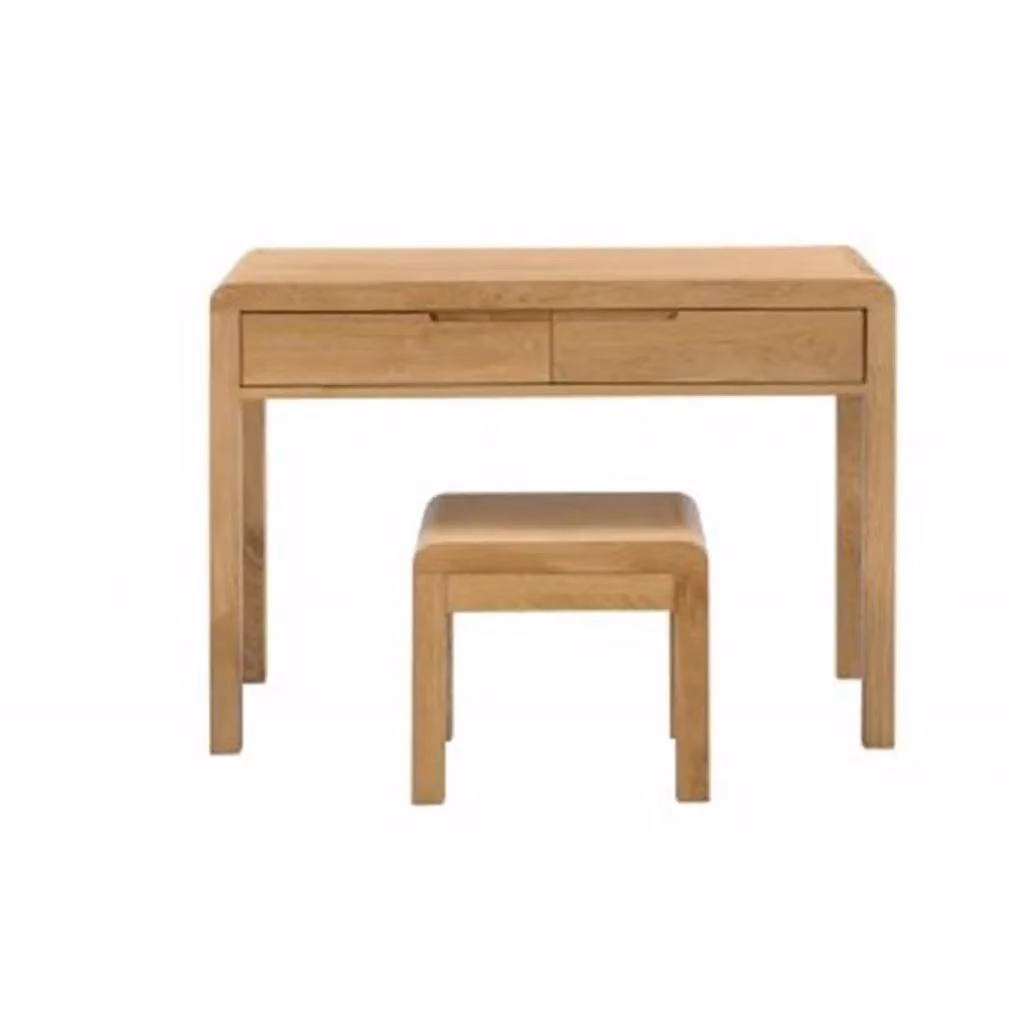 Ashfield Oak Curve 2 Drawer Dressing Table and Stool in Light Oak – 2