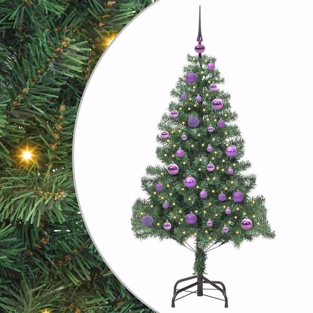 Berkfield Home Green PVC Christmas Tree with 150 LEDs and Stand, Height: 150 cm – 2