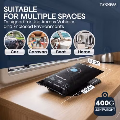 Tanness Reusable Car Dehumidifier Bag with Moisture Indicator, Black, 2 Pack – 6
