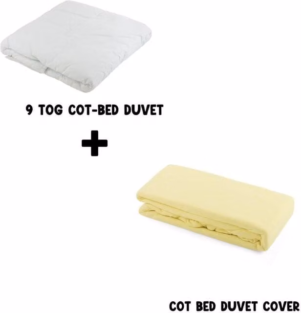Junior Joy Baby 9 TOG Cot Bed Duvet and Cotton Cover Set, Yellow, W: 120 cm x L: 150 cm