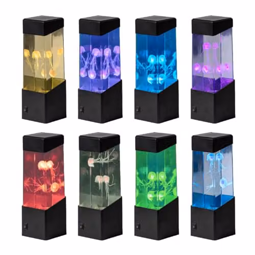 Global Gizmos 55229 Aquarium Jellyfish Lamp with Multicolour Colour Changing LEDs in Black, W/D/H: 23.0 x 9.0 x 9.0 cm – 6