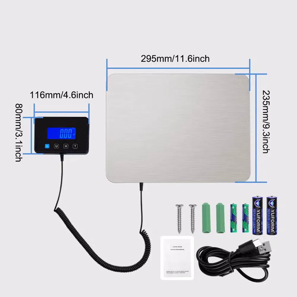 Hinsinc Digital Postal Parcel Scales with 200kg Capacity in Silver – 2