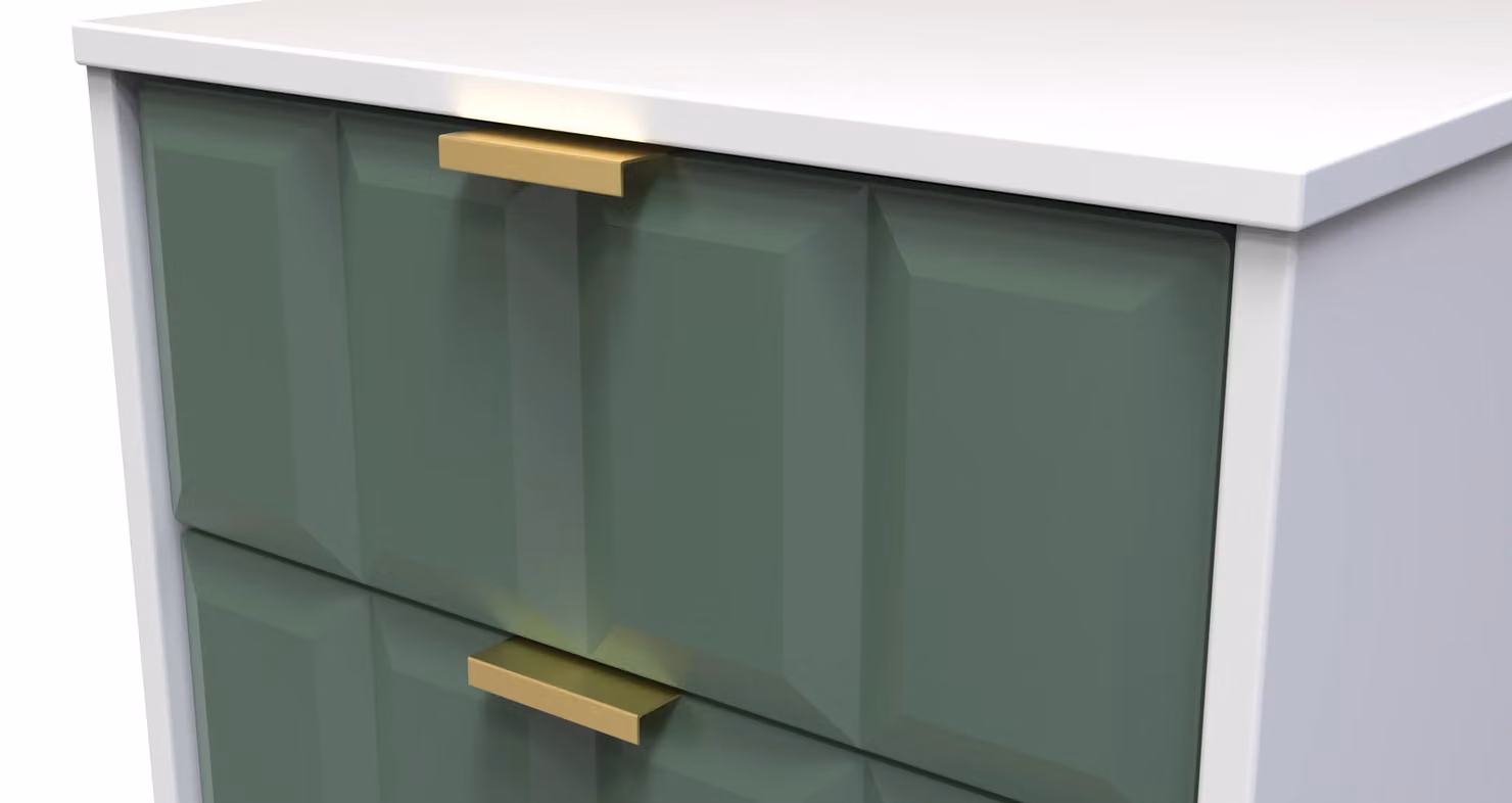 2 U Metro Ready Assembled 2 Drawer Bedside Cabinet in Green and Gold – 3
