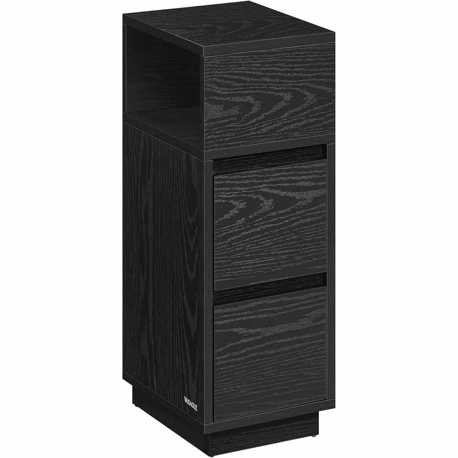 VASAGLE Slim Narrow Bedside Table with Drawers and Open Compartment in Black – 6