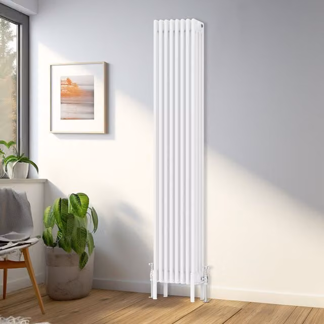 Right Radiators Traditional 4 Column Vertical Radiator, White, H: 180 cm, W: 38 cm, D: 38 cm