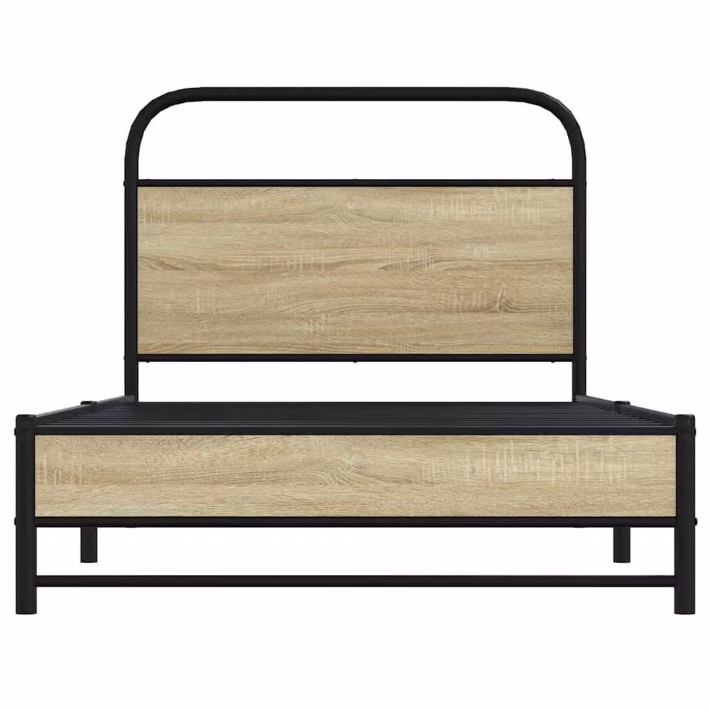 Berkfield Home Bed Frame in Sonoma Oak and Brown Engineered Wood with Metal Accents, W/D/H: 100 x 190 cm – 3