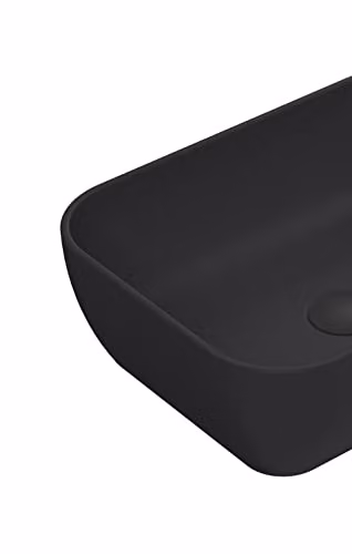 nuie NBV458 Luxe Vessel Modern Bathroom Square Countertop Ceramic Basin Sink, Black, W: 45.5 cm, D: 13.5 cm, H: 32.5 cm – 3