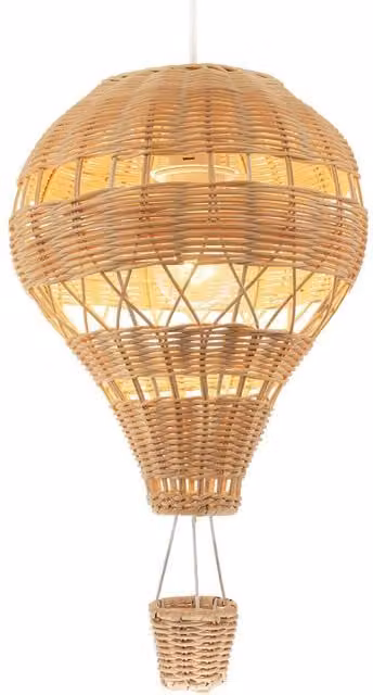 Happy Homewares Quirky Hot Air Balloon Natural Rattan Easy Fit Pendant Lighting Shade in Brown – 1