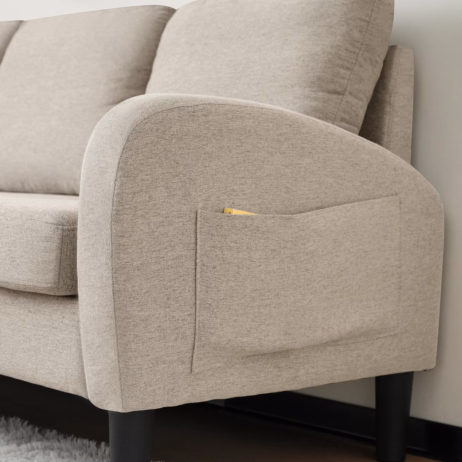 Aosom UK 3-Seater L-Shaped Corner Sofa with Reversible Chaise Lounge and Extra Scatter Cushions, Beige and Grey, W/D/H: 116 x 118 x 82 cm – 3