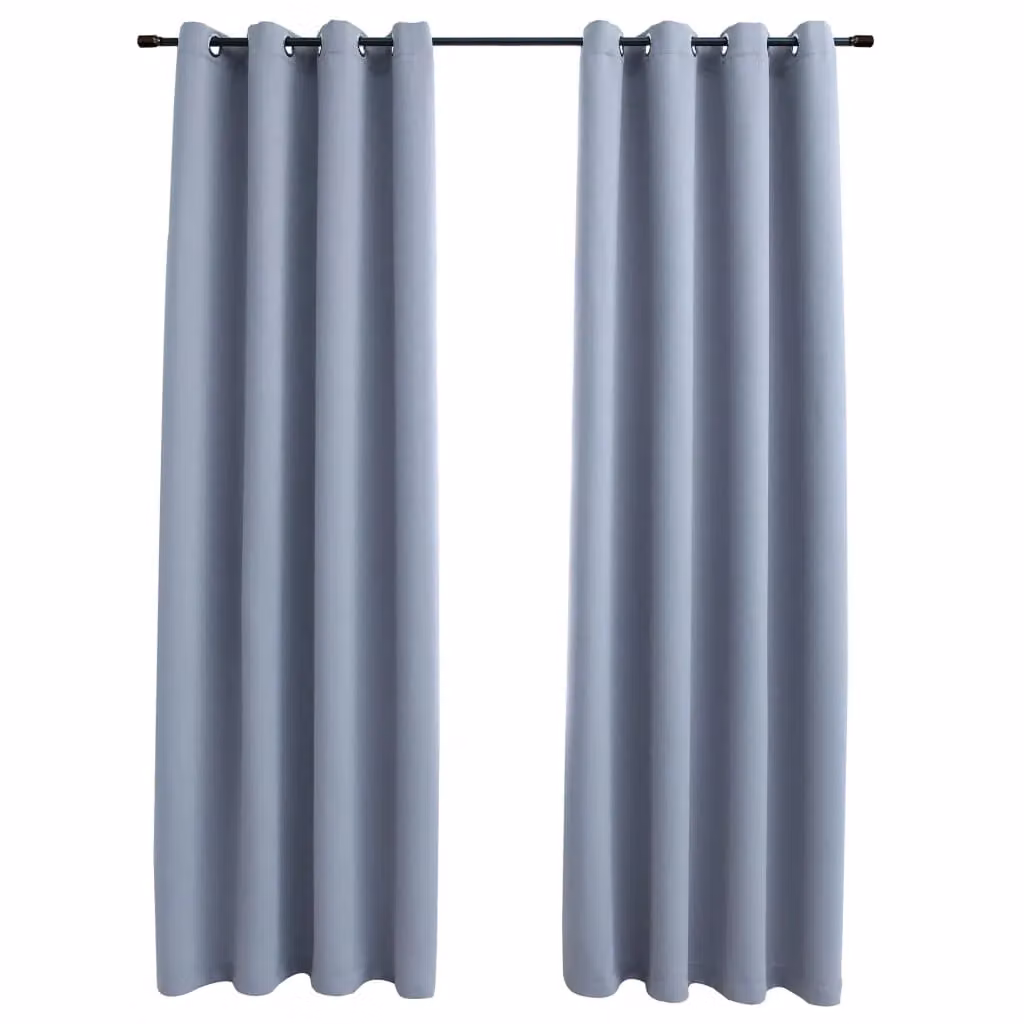 Berkfield Home Grey Blackout Curtains with Eyelets, 2 Pack, W: 140 cm, H: 245 cm – 2