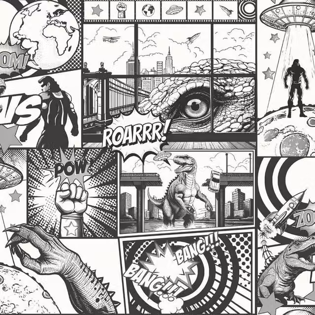 Holden Décor Comic Book Strip Textured Wallpaper in Black