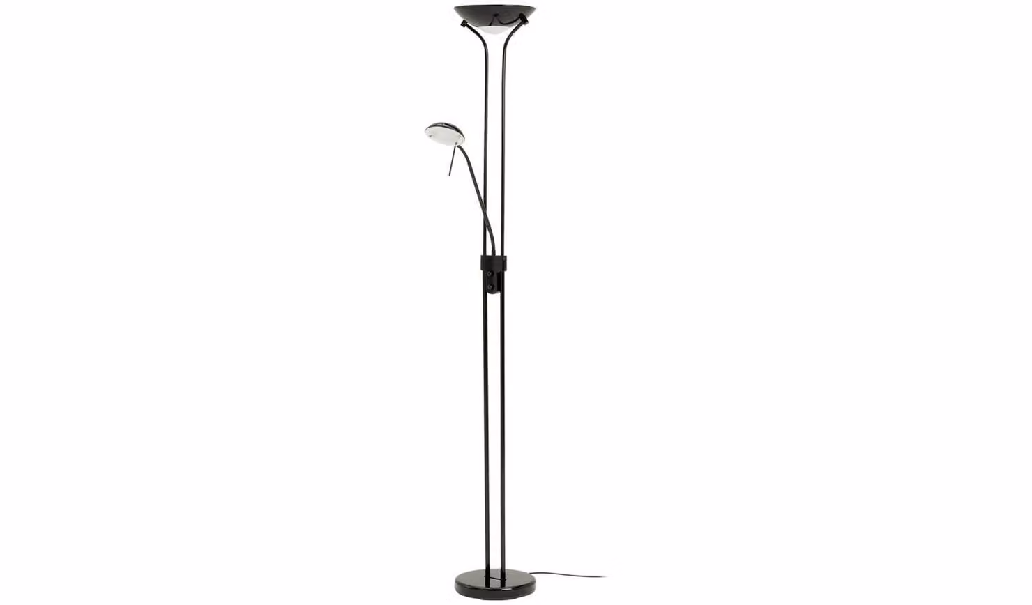 Father & Child Black Metal LED Uplighter Floor Lamp with Adjustable Dimmable Task Lighting, Height: 180 cm