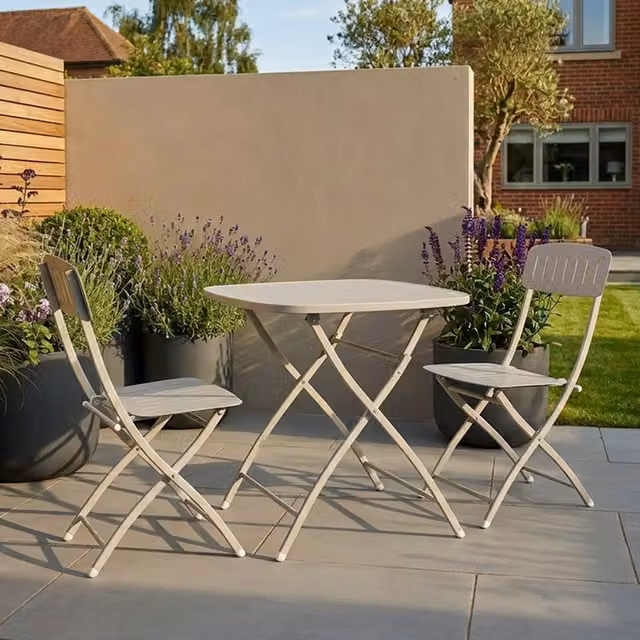 Royalcraft Venice 2 Seater Folding Bistro Set in Cashmere Beige and Yellow