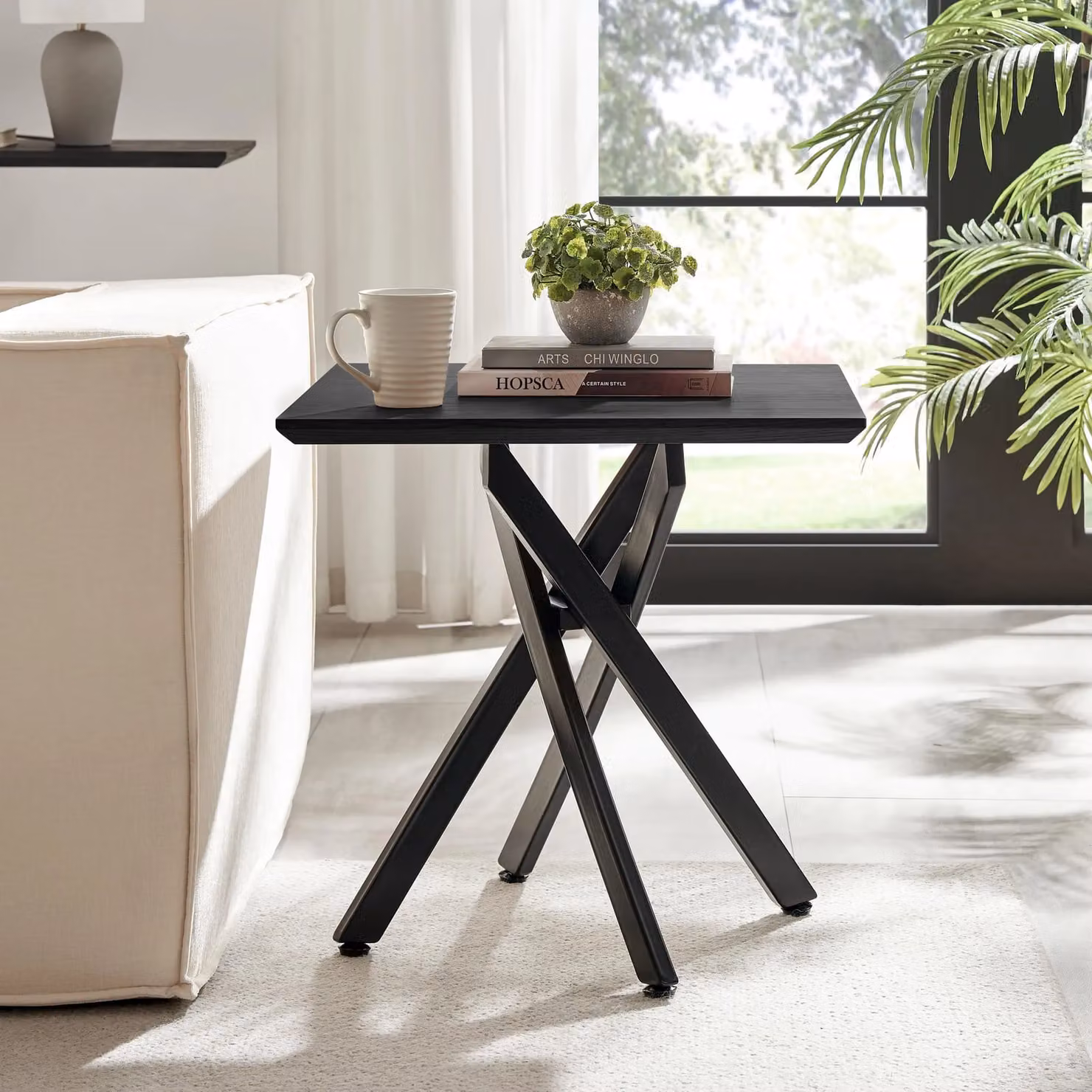 FurnitureboxUK Leonardo Square Black Wood Veneer Side Table – 2