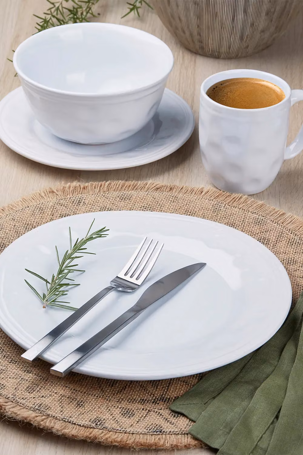 Bread + Butter 16 Piece White Maine Stoneware Dinner Set – 2