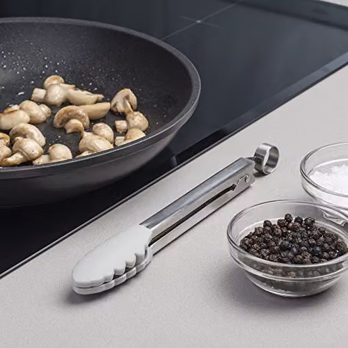 Zeal Silicone and Stainless Steel Non-Stick Mini Cooking Tongs, Grey, 20 cm – 6