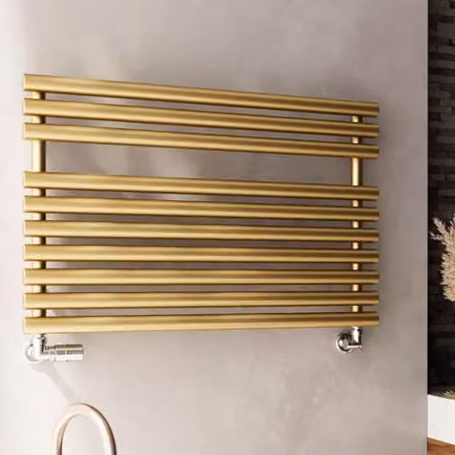 Terma Brass Gold Steel Towel Rail, H 59 cm x W 90 cm