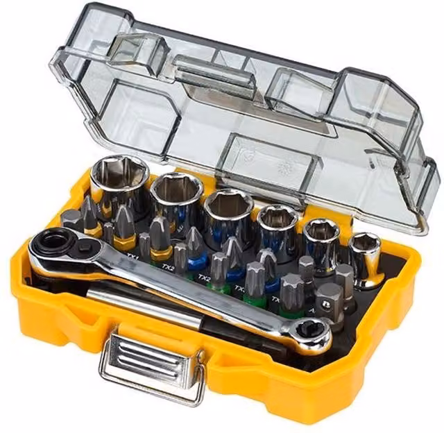 DeWalt DT71516 24 Piece Socket and Screwdriving Set in Yellow and Multicolour – 1