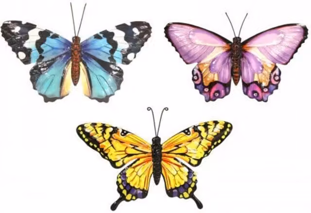 Betley Butterfly Set of 3 Multicolour Metal Butterfly Wall and Fence Art