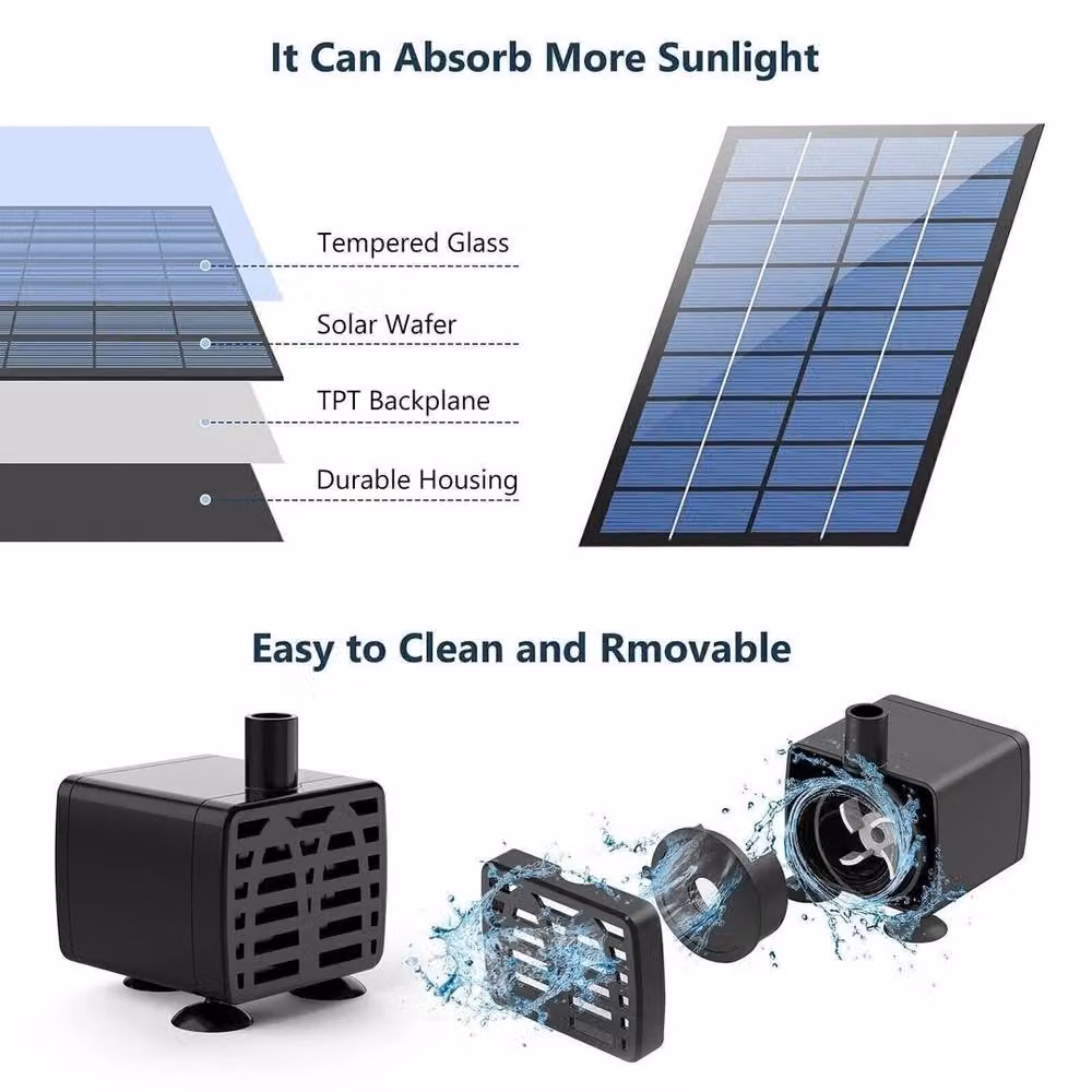 NESTLUNE Solar Powered Fountain Pump in Black – 2
