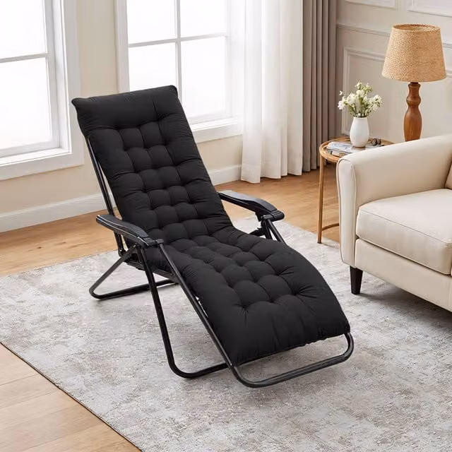 Lifeideas Black Lounger Cushion, W: 160 cm, D: 50 cm, H: 50 cm