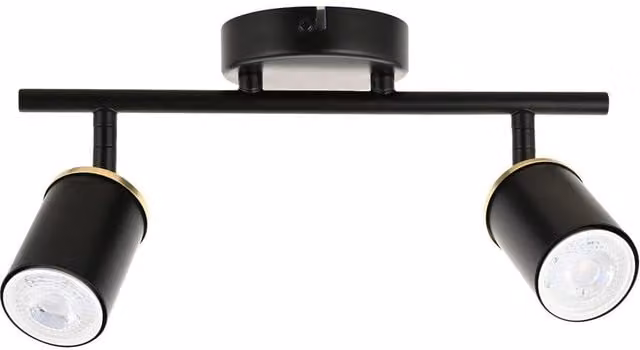 First Choice Lighting Larbert Modern Black and Gold/Brass 2 Way Adjustable LED Ceiling Spotlight Fitting