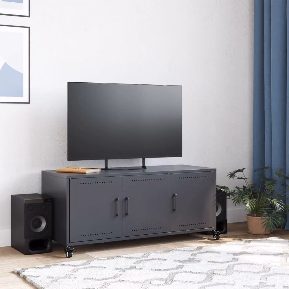 Berkfield Home Industrial Steel TV Cabinet in Anthracite Grey, W/D/H: 100.5 x 39 x 43.5 cm – 2