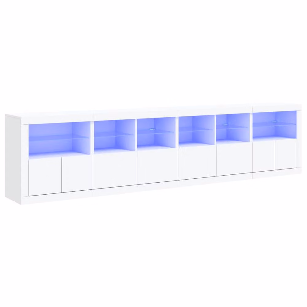 Berkfield Home Modern Glossy White Sideboard with Integrated LED Lights W: 283 cm, D: 37 cm, H: 67 cm – 2