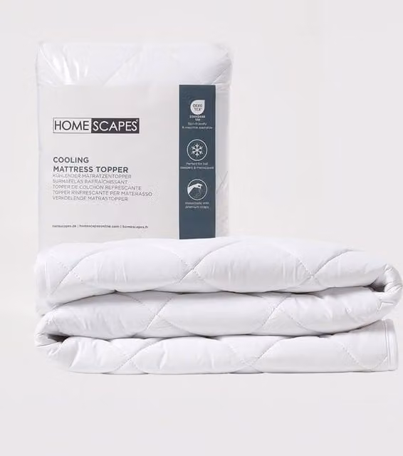 Homescapes Cooling Mattress Topper in White, W/D/H: 135 x 190 x 1 cm – 1