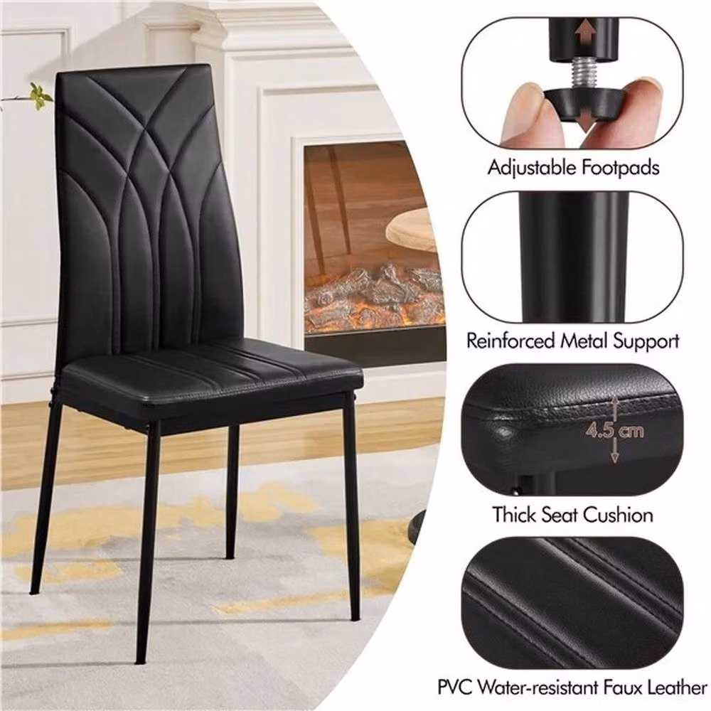 KORVIXA Black Faux Leather Dining Chairs for your Kitchen or Dining Room, W/D/H: 100 x 100 x 100 cm – 3