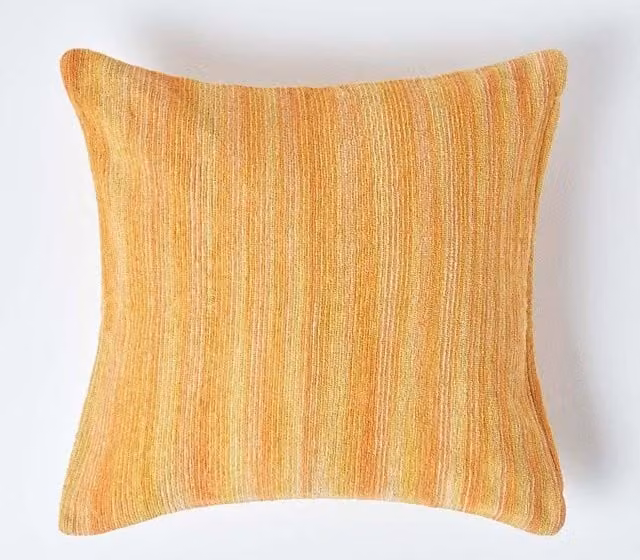 Homescapes Orange Cotton Chenille Tie Dye Square Cushion Cover, W/D/H: 45 x 45 x 45 cm