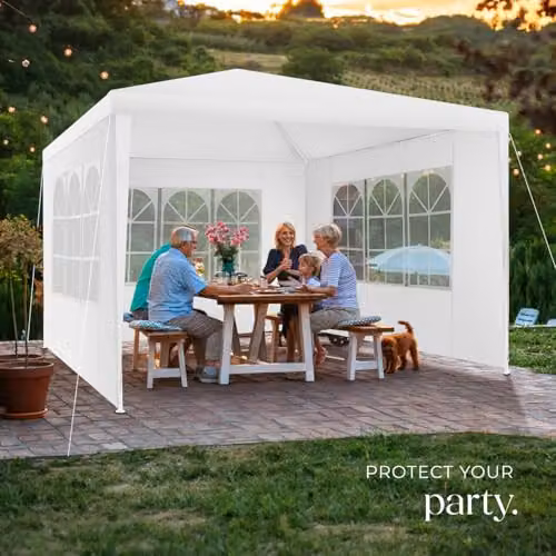 tectake Gazebo Barinas Garden Tent in White, W/D/H: 300 x 300 x 250 cm – 7