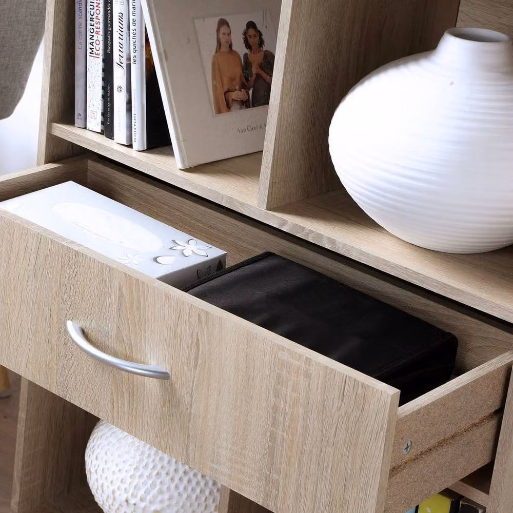 CALICOSY 4-Compartment Storage Shelf with Drawer, Brown, W: 62.0 cm, D: 29.5 cm, H: 80.0 cm – 7