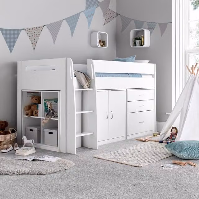 Bedmaster Lacy White Mid Sleeper Bed with Storage Drawers