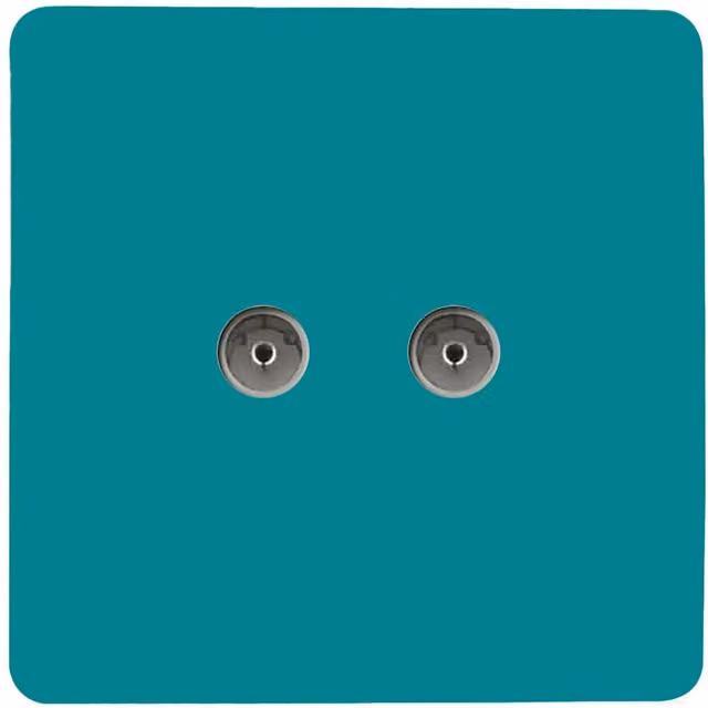 Trendi Switch 2 Gang Female Co-Axial Television Socket in Turquoise/Petrol