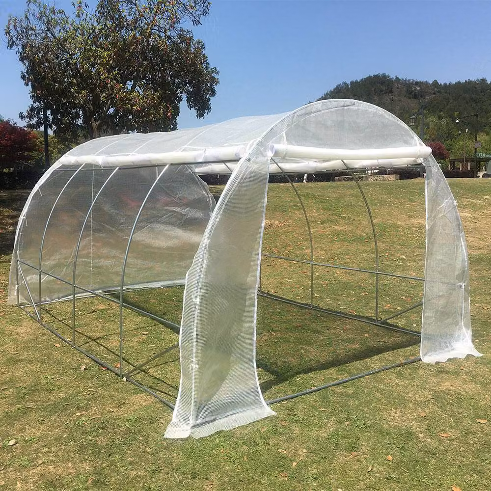 Living and Home White Walk-in Outdoor Tunnel Greenhouse with Steel Frame, W/D/H: 300 x 200 x 200 cm – 3