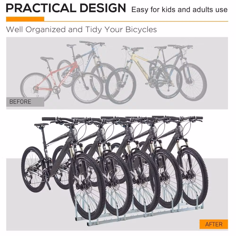 STILVORA 5 Bike Stand, Floor or Wall Mounted, Silver – 5
