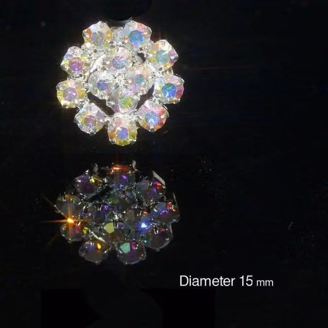 Syntego Pack of 10 Sparkling AB Rainbow Round Diamante Embellishments in Multicolour and Silver