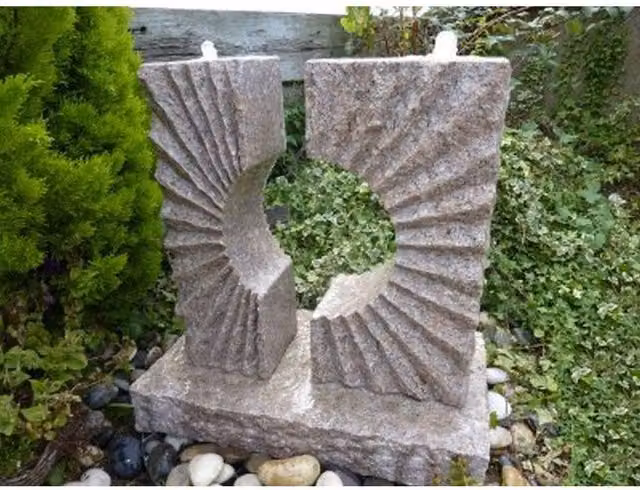 Buttercup Farm Eclipse Sun Pinky Granite Fountain Water Feature with Pump and Light in Pink