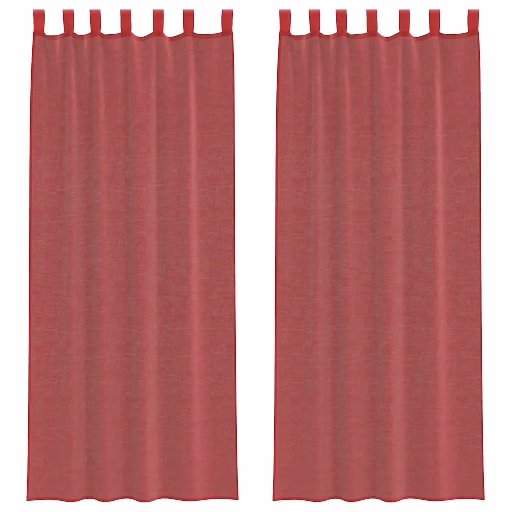 Berkfield Home Red Transparent Voile Curtains with Rod Pockets, 2 Pack, W: 140 cm, H: 260 cm – 2