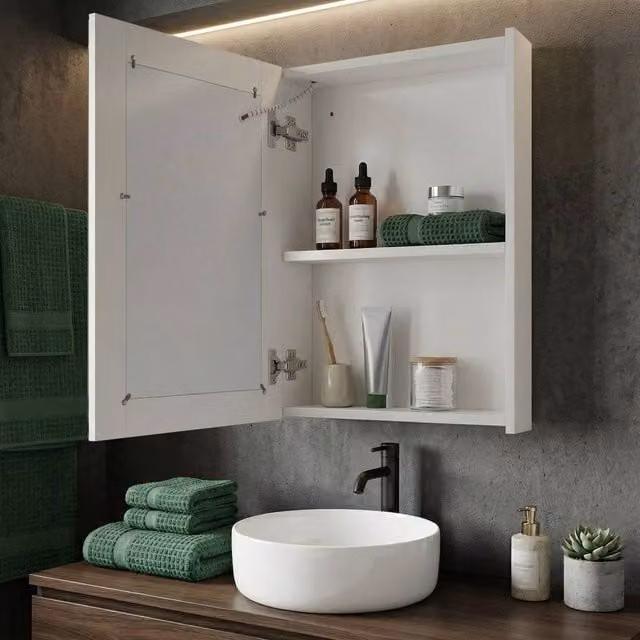Wyld and Coco LED Bathroom Mirror Cabinet, White, W/H: 40 x 60 cm – 1