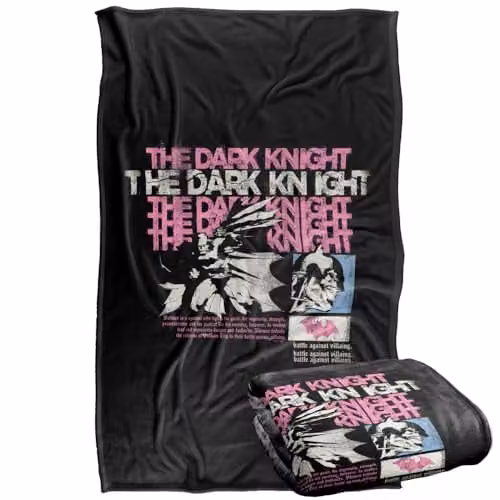 Warner Bros. Batman The Dark Knight Super Soft Fleece Throw Blanket, Multicolour, W/D/H: 91 x 147 cm