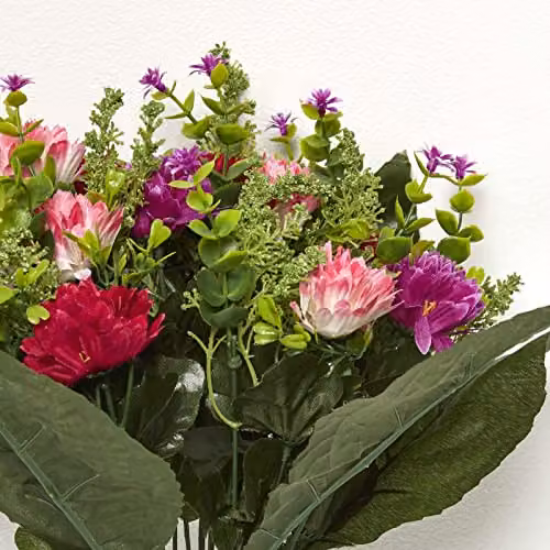 HOMESCAPES Multicolour Artificial Chrysanthemum Flower Arrangement in Purple and Pink – 4