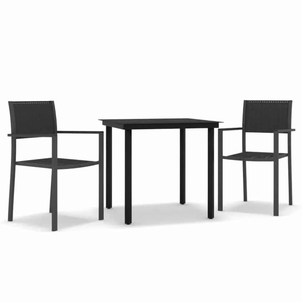 Berkfield Home 3 Piece Modern Garden Dining Set in Black – 2